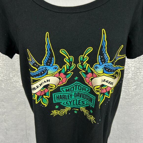 Harley Davidson T-Shirt Womens‎ 2XL Black Birds Motorcycle Biker Jamaica - Picture 5 of 10